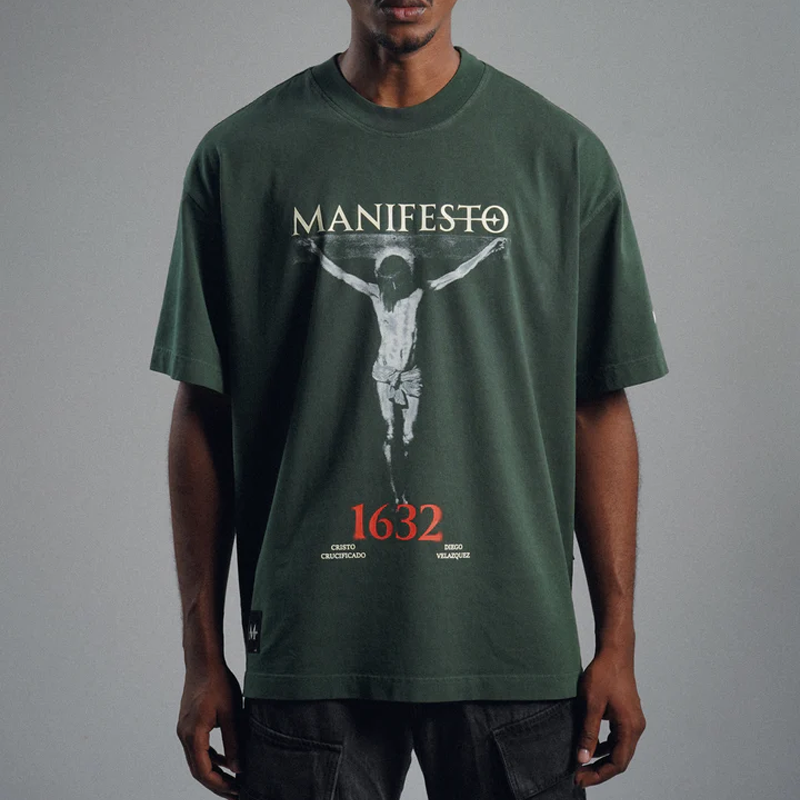 CAMISETA MANIFESTO CRISTO CRUCIFICADO VERDE