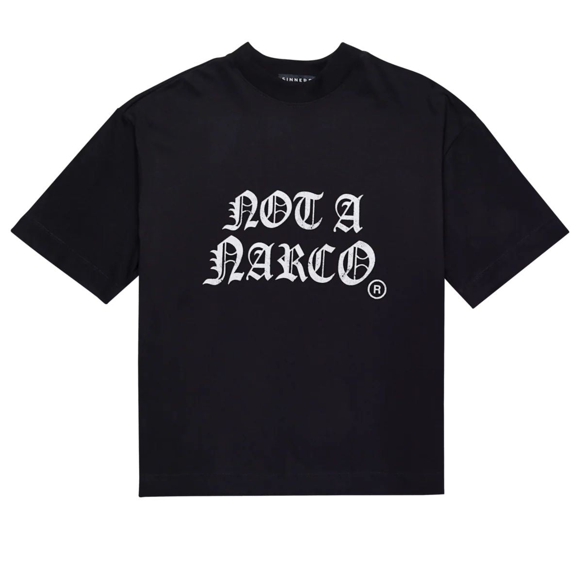 CAMISETA SINNERS NOT A NARCO BLACK