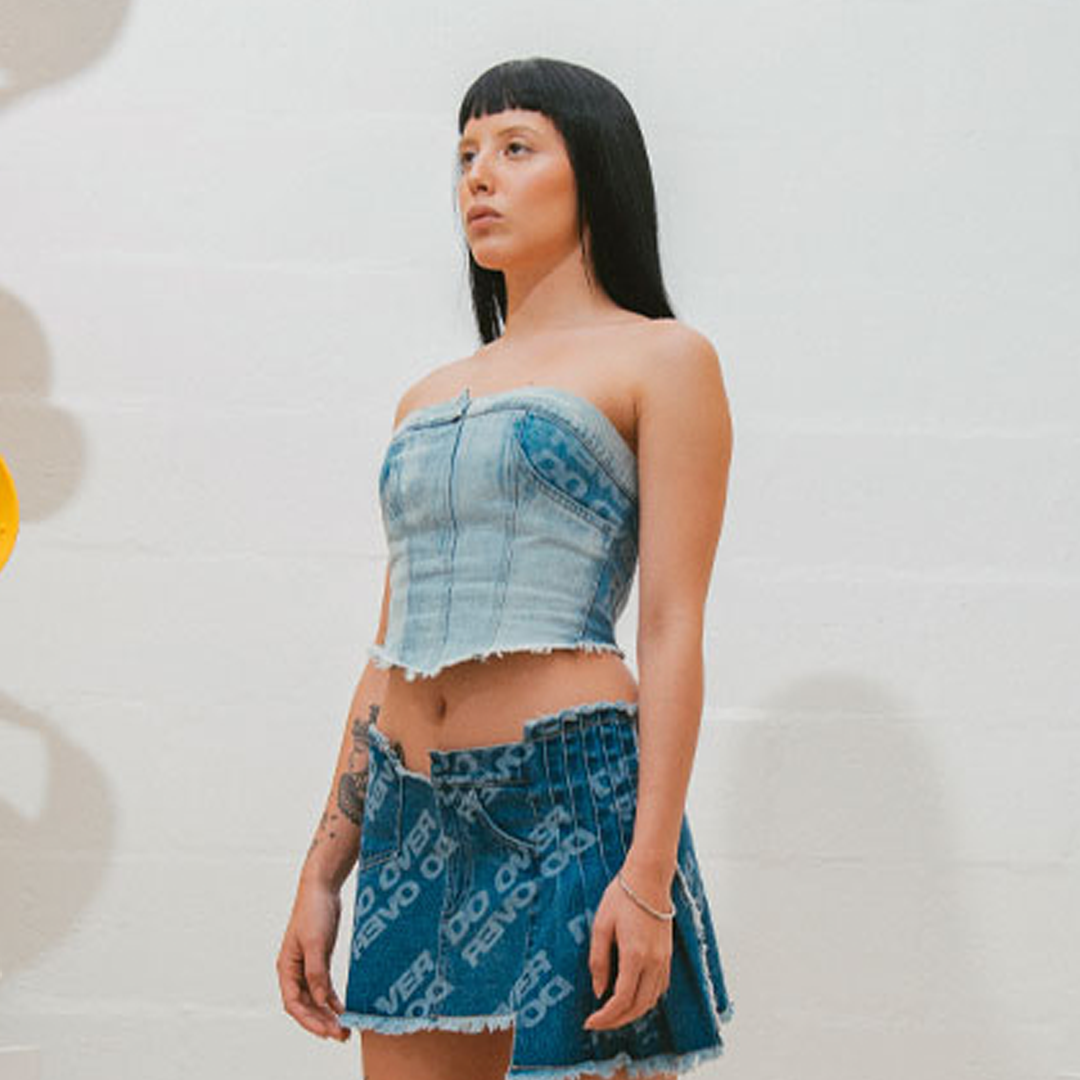 TOP JEAN DO OVER LAB PRINT CORSET