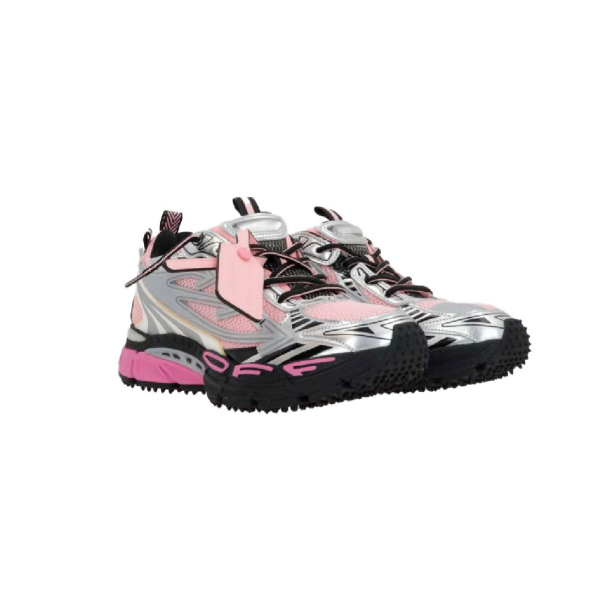 ZAPATOS OFF WHITE BE RIGHT BACK ROSADOS PLATEADOS