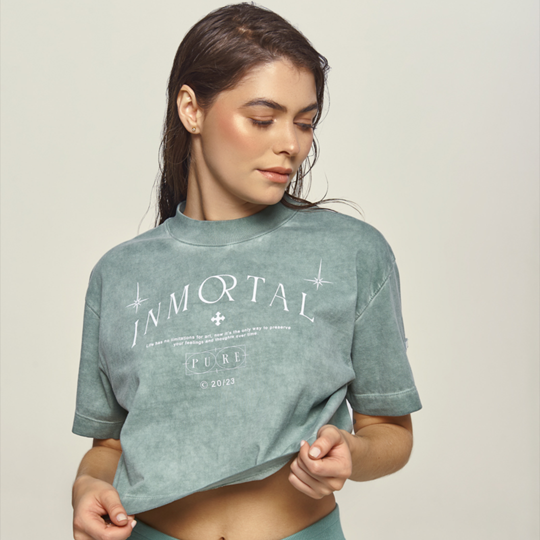 CROP TOP PURE GREEN WASHED
