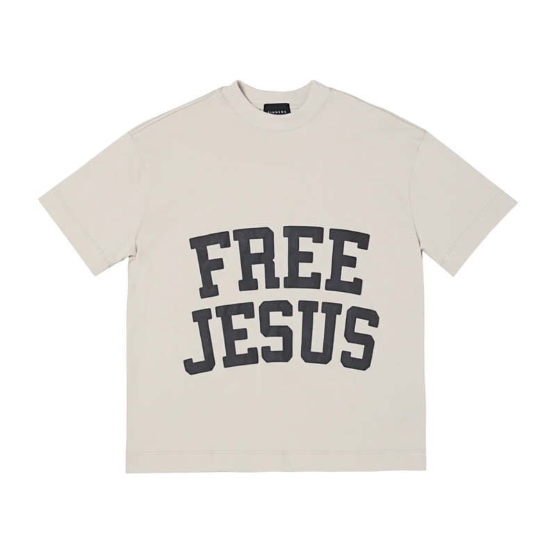 CAMISETA SINNERS FREE JESUS OLIVE
