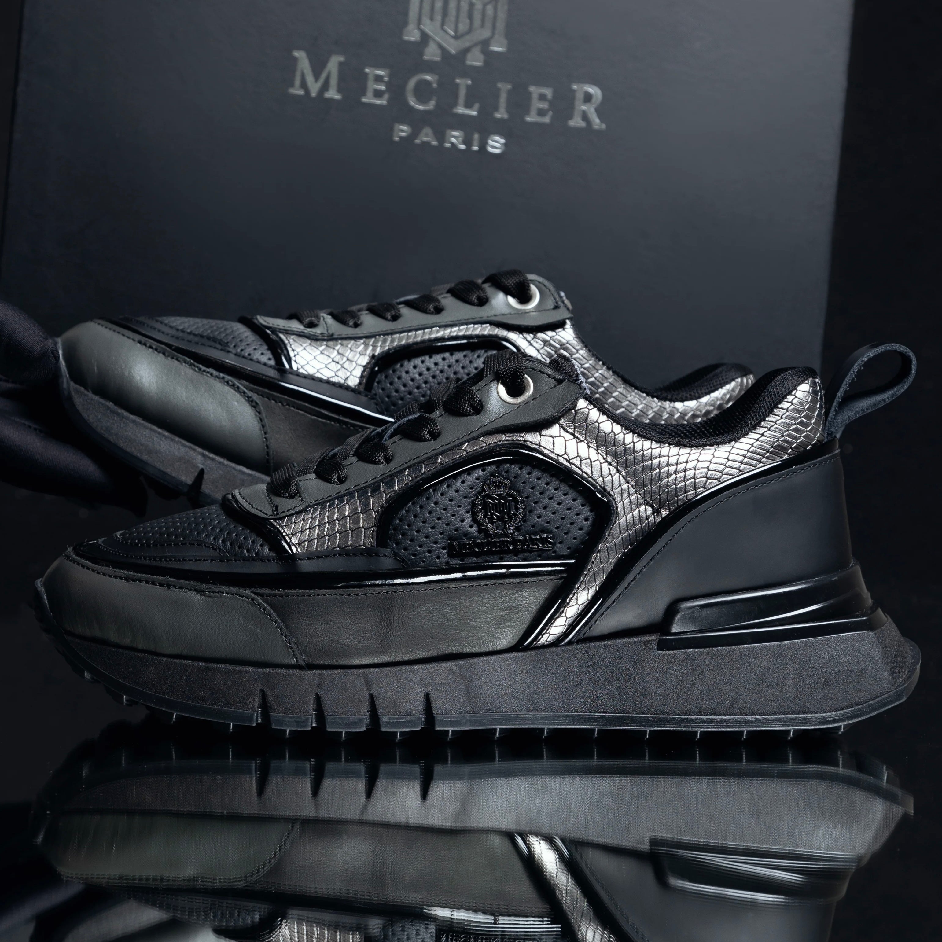 ZAPATOS MECLIER TITANIUM BLACK PLATEADO