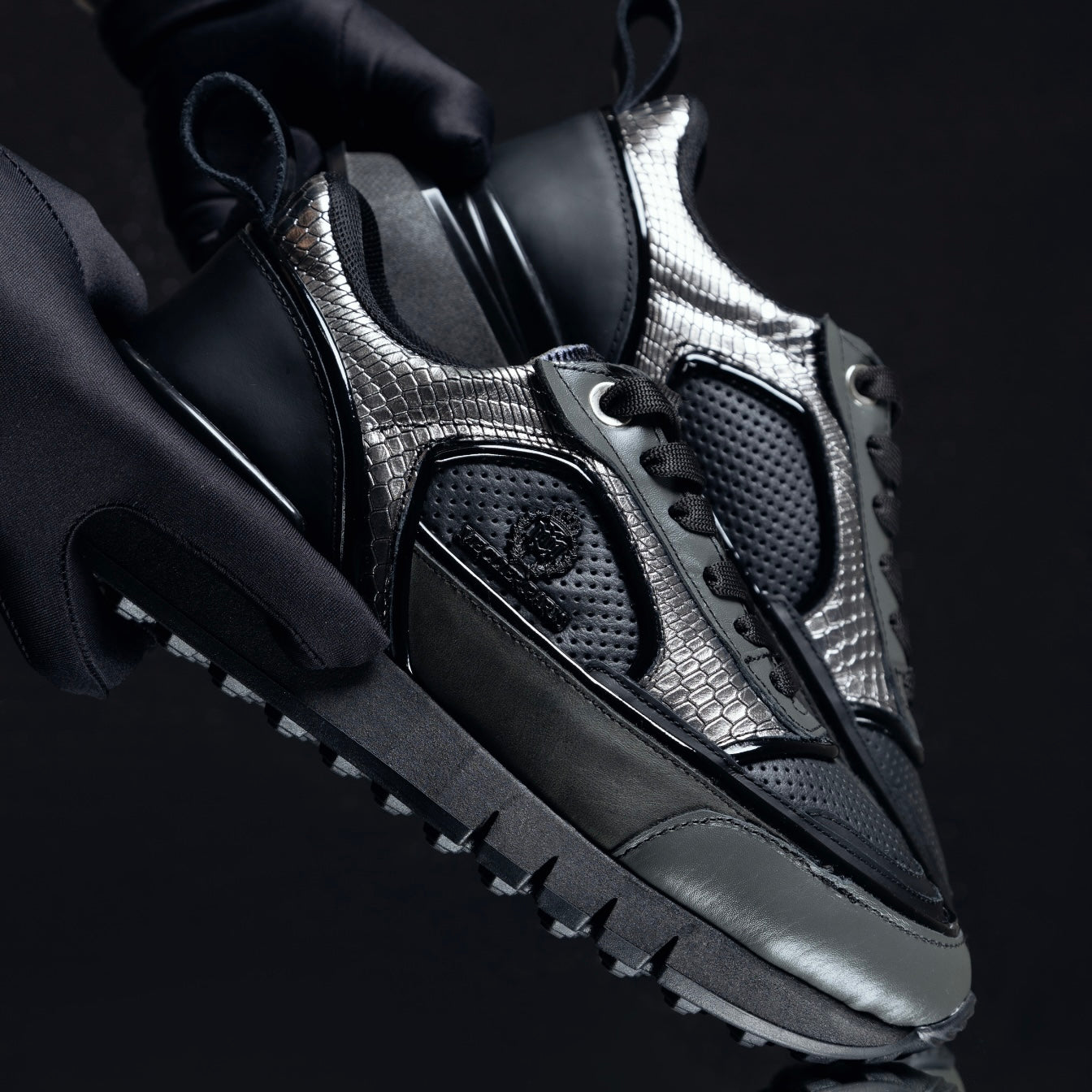 ZAPATOS MECLIER TITANIUM BLACK-SILVER