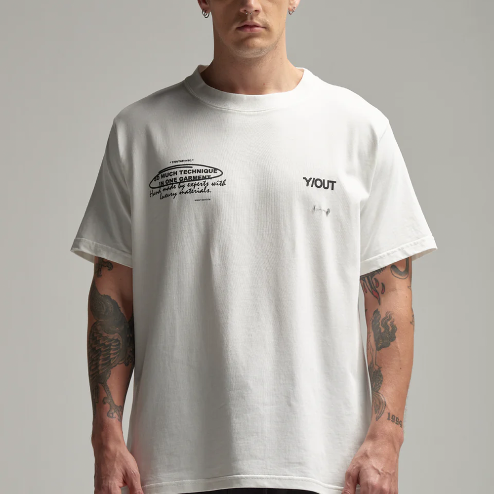 CAMISETA Y-OUT BLANCA SAMPLE T.