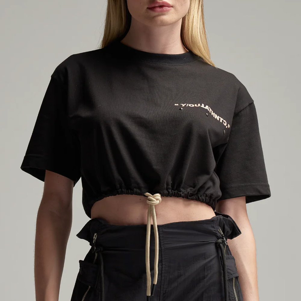 CROP TOP Y-OUT KNOT CROP NEGRO