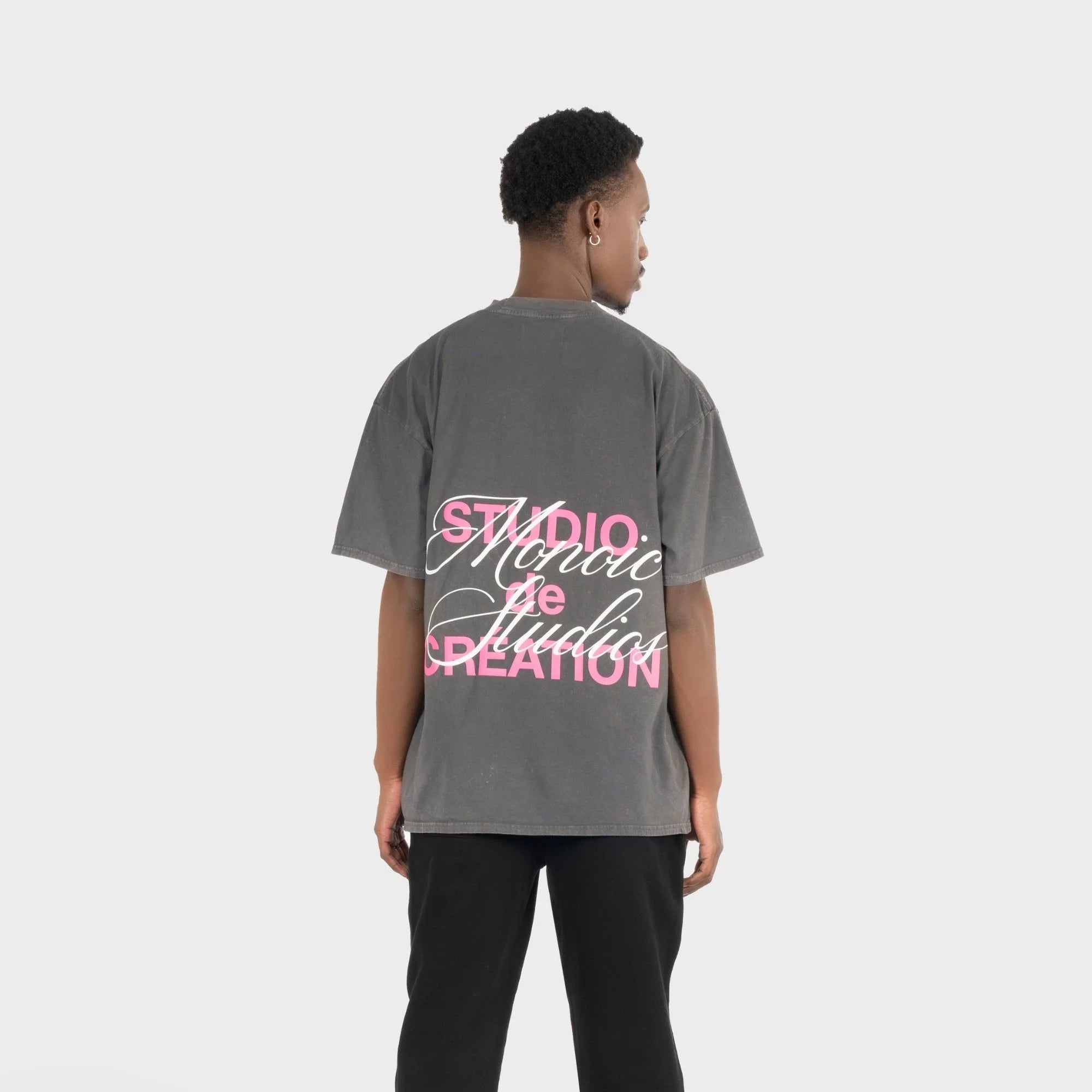 CAMISETA MONOIC STUDIO DE CRÉATION GRIS LAVADO Y ROSADO