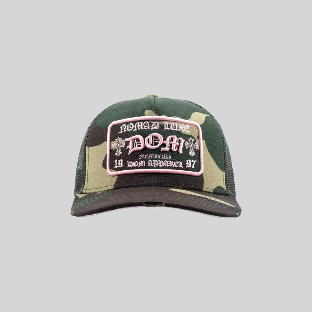 GORRA DOM APPAREL TRUCKER CAMO GREEN PINK