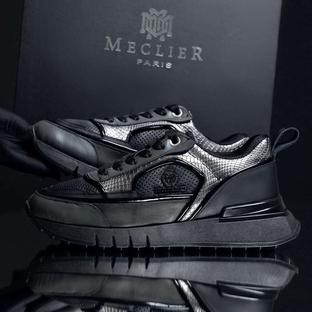 ZAPATOS MECLIER TITANIUM BLACK-SILVER