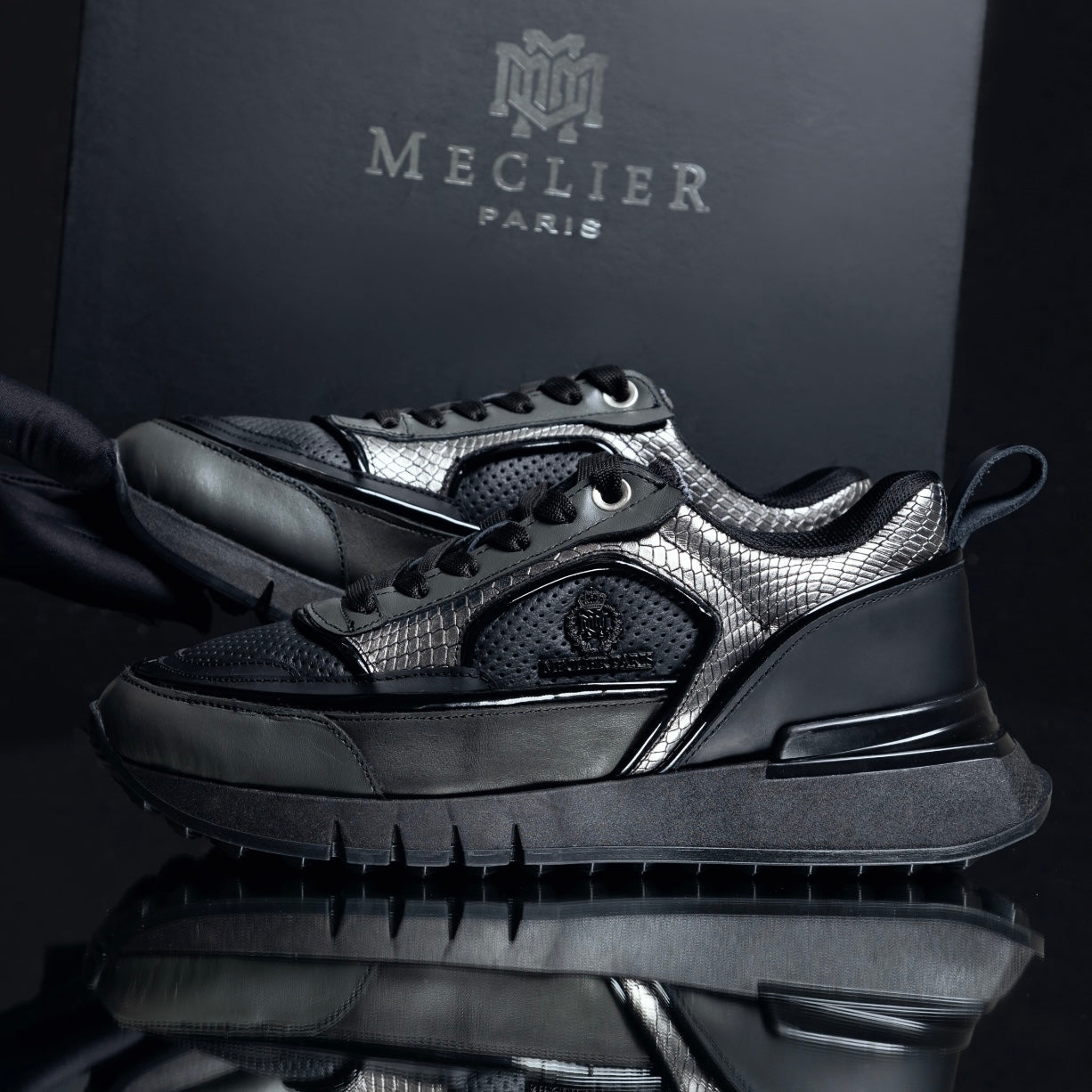 ZAPATOS MECLIER TITANIUM BLACK-SILVER