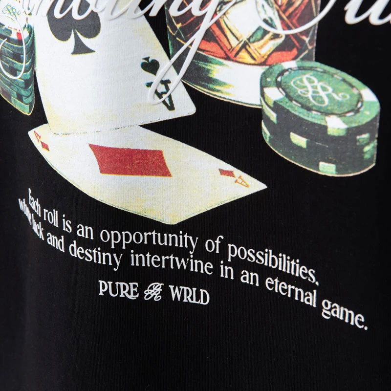 PURE LUCKY STREETS BLACK GAMBLING T-SHIRT