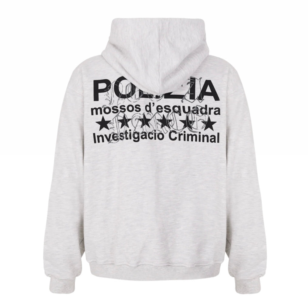 BUZO SINNERS POLIZIA GRAY ZIPPER HOODIE