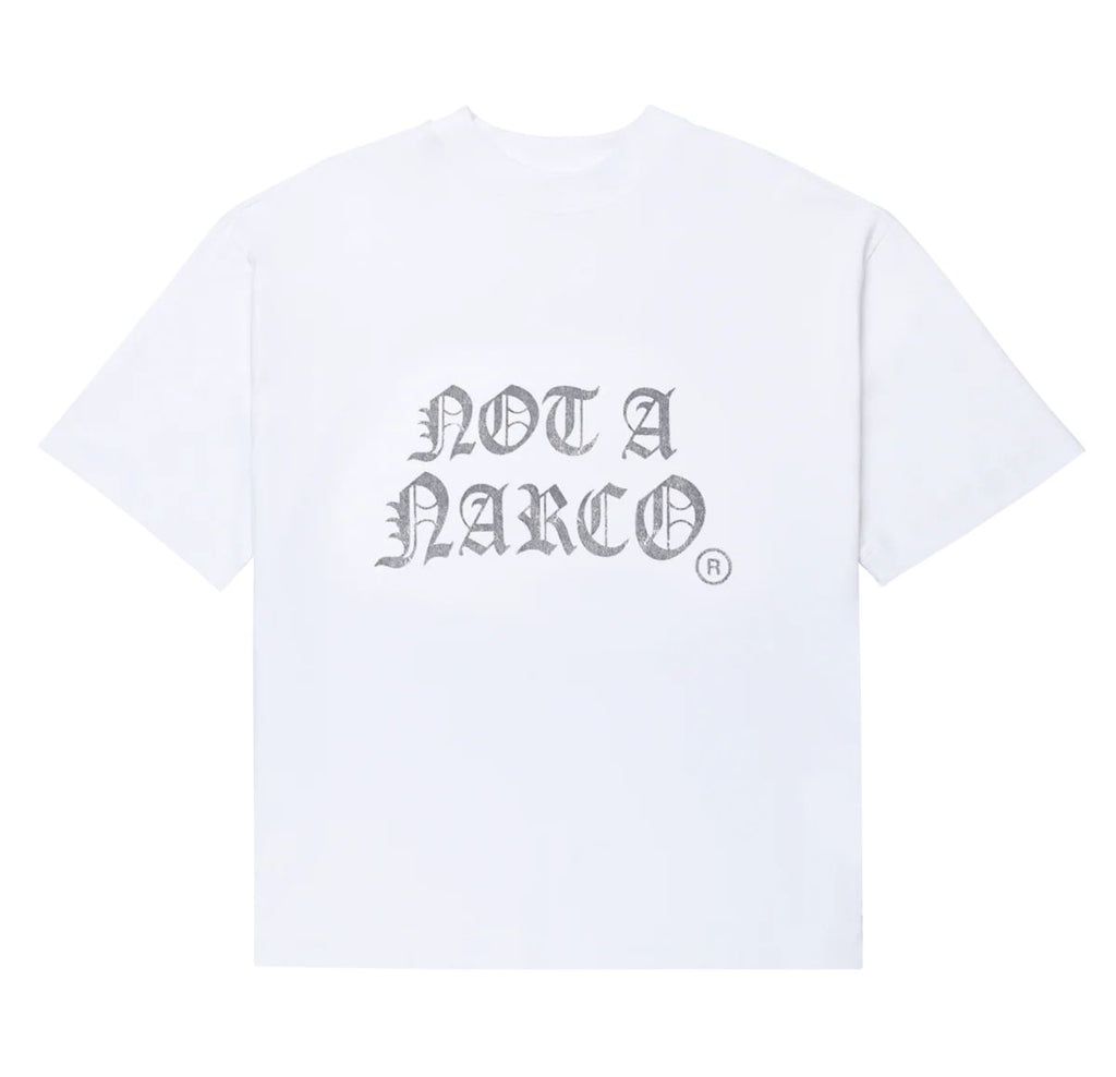 CAMISETA SINNERS NOT A NARCO WHITE