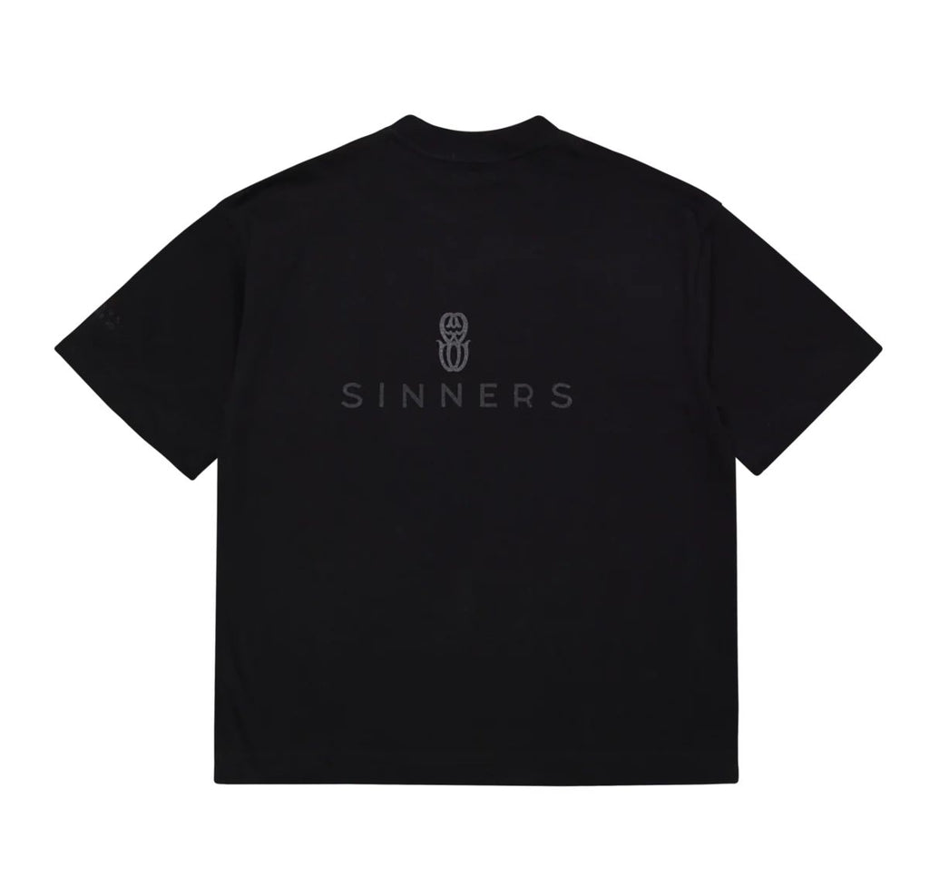 CAMISETA SINNERS RHINESTONE LOGO BLACK