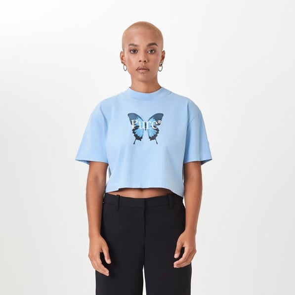 CROP TOP PURE MUJER BIOLOGY BUTTERFLY BLUE