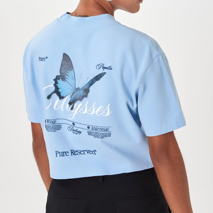 CROP TOP PURE MUJER BIOLOGY BUTTERFLY BLUE