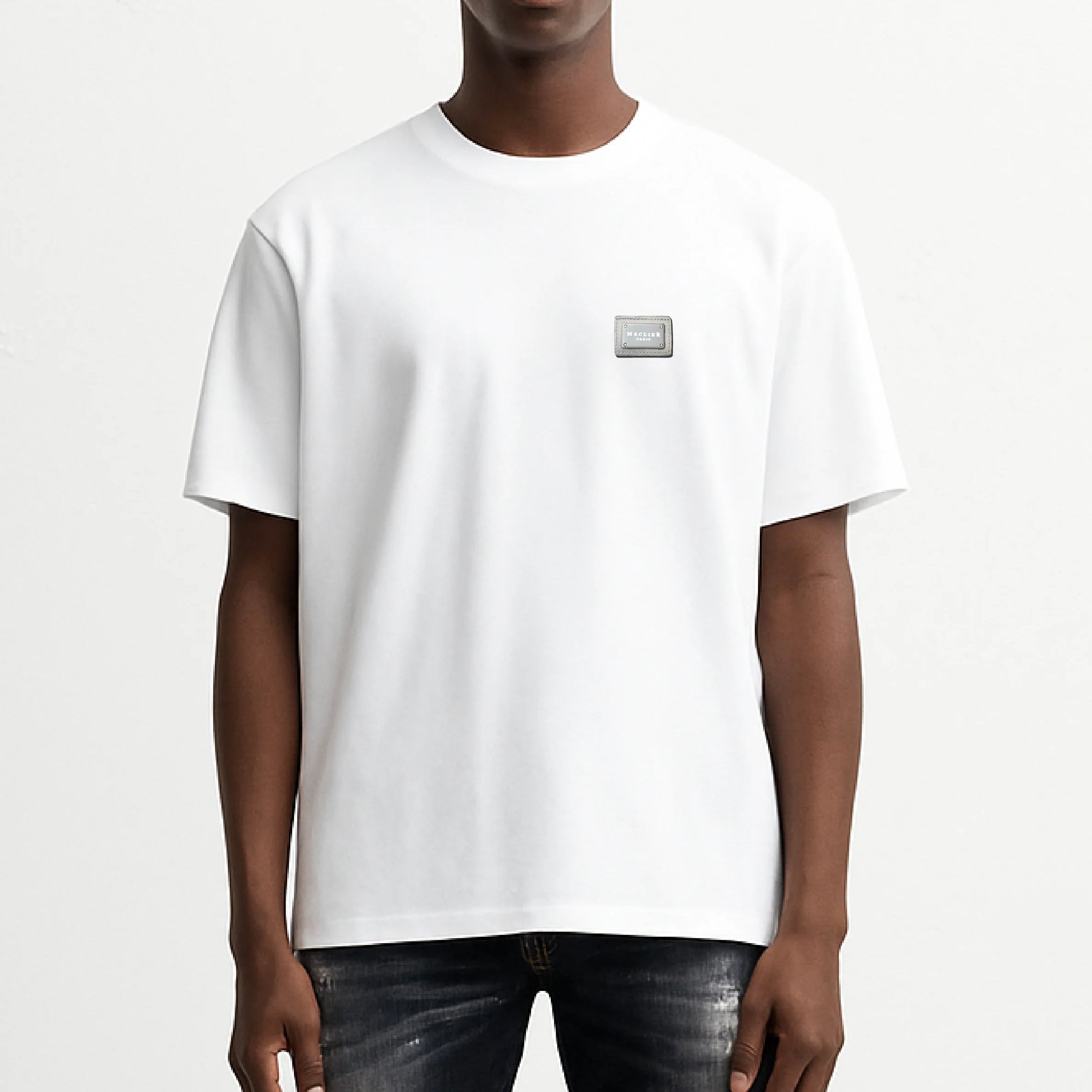 CAMISETA MECLIER BLANCA PLACA NEGRA