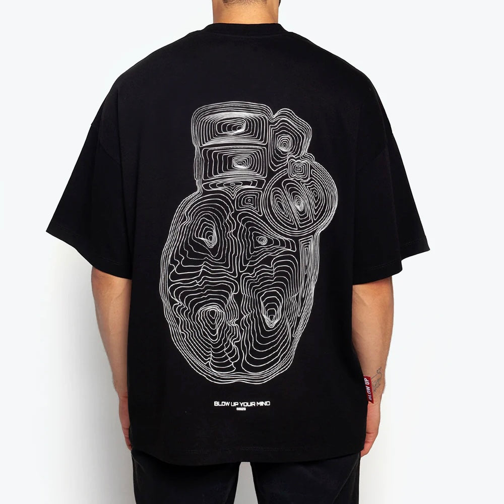 CAMISETA BLOW UP OVERSIZED NEGRA LINEAS