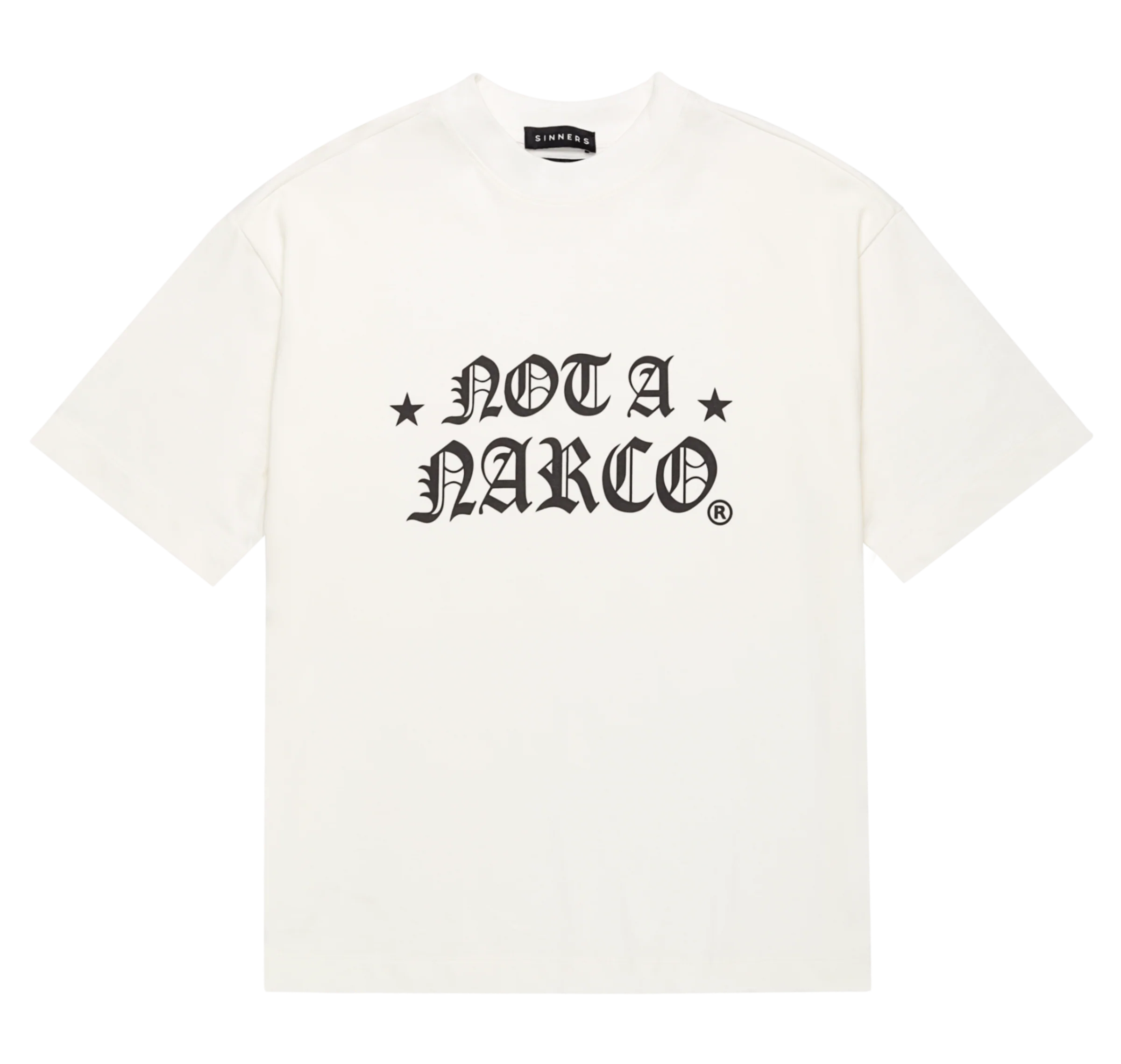 CAMISETA SINNERS NOT A NARCO STAR CREAM