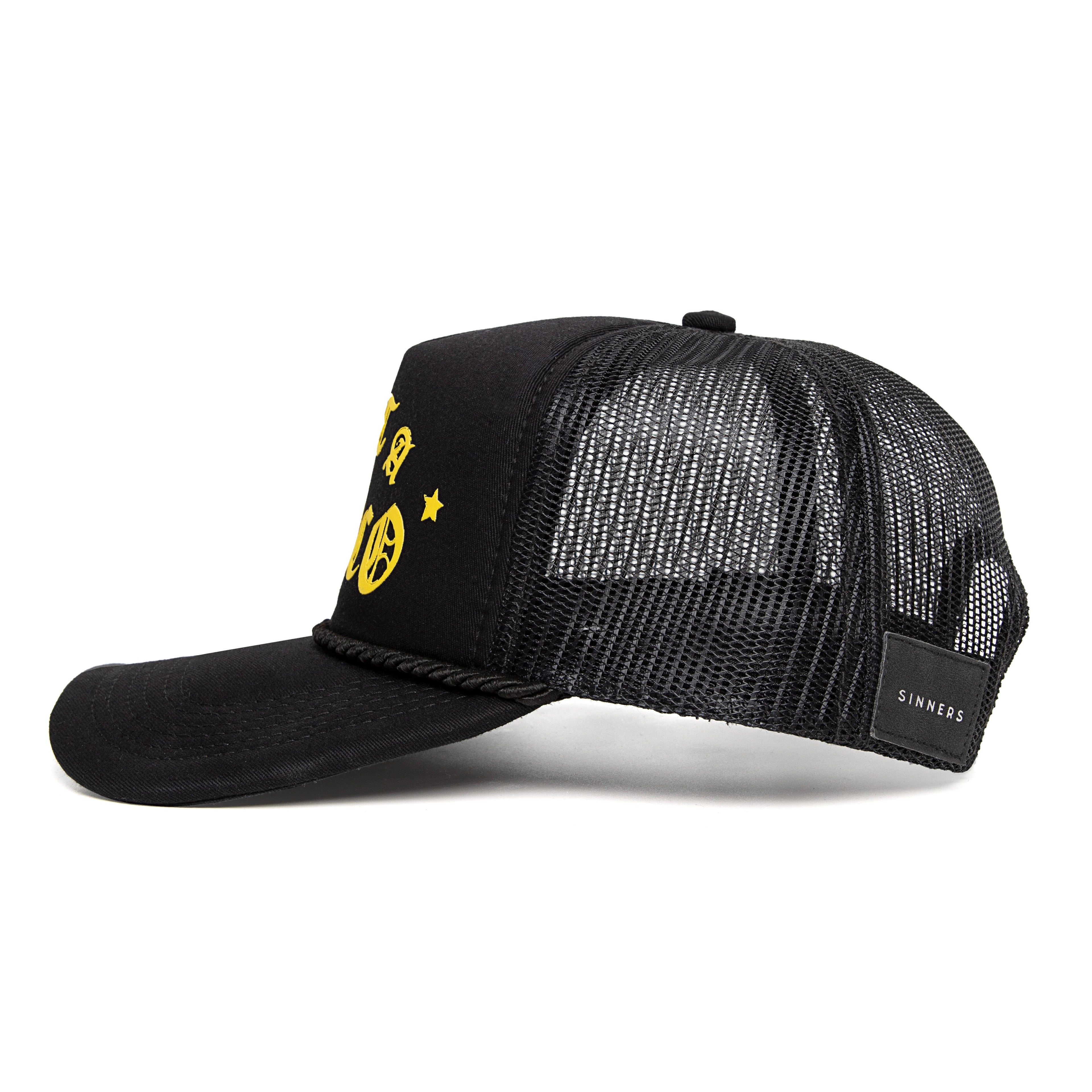 GORRA SINNERS NOT A NARCO BLACK/YELLOW